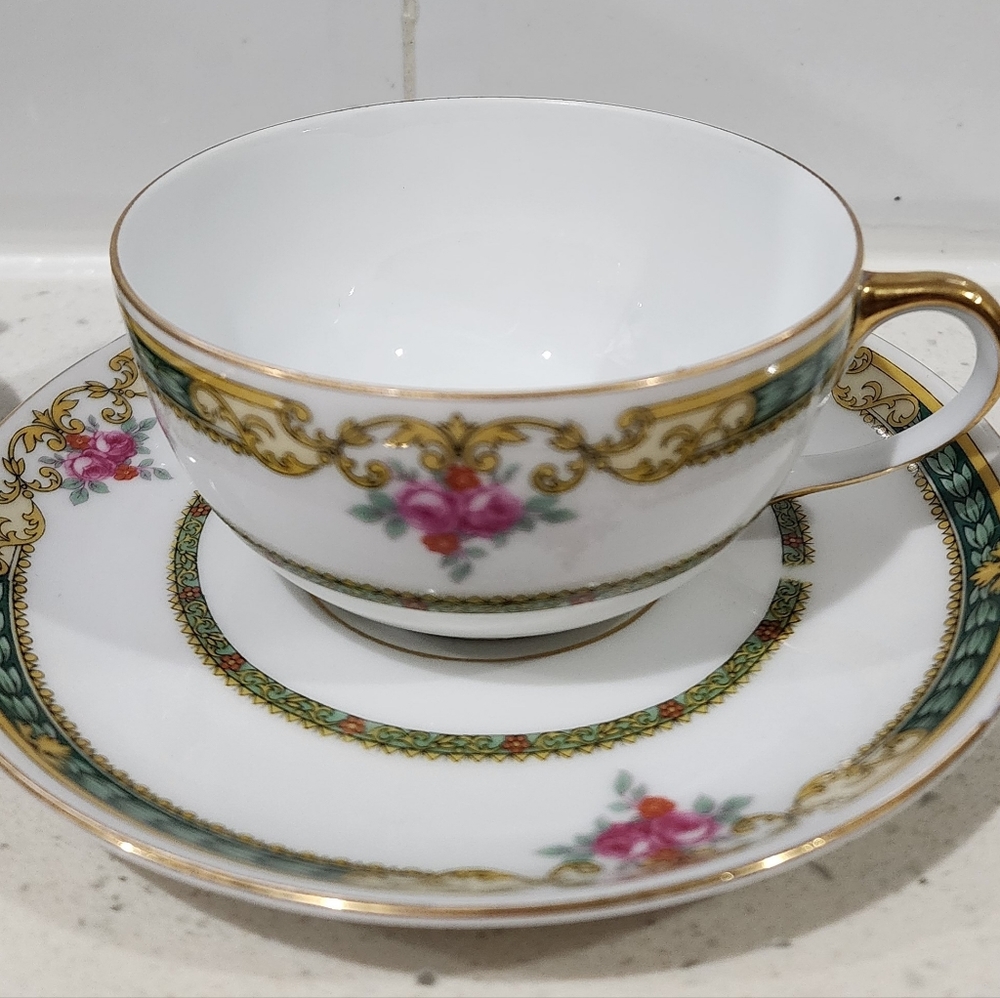 RARE (2) Bohemia Cecil Made in Czechoslovakia Cecil Tea Cup and Saucer